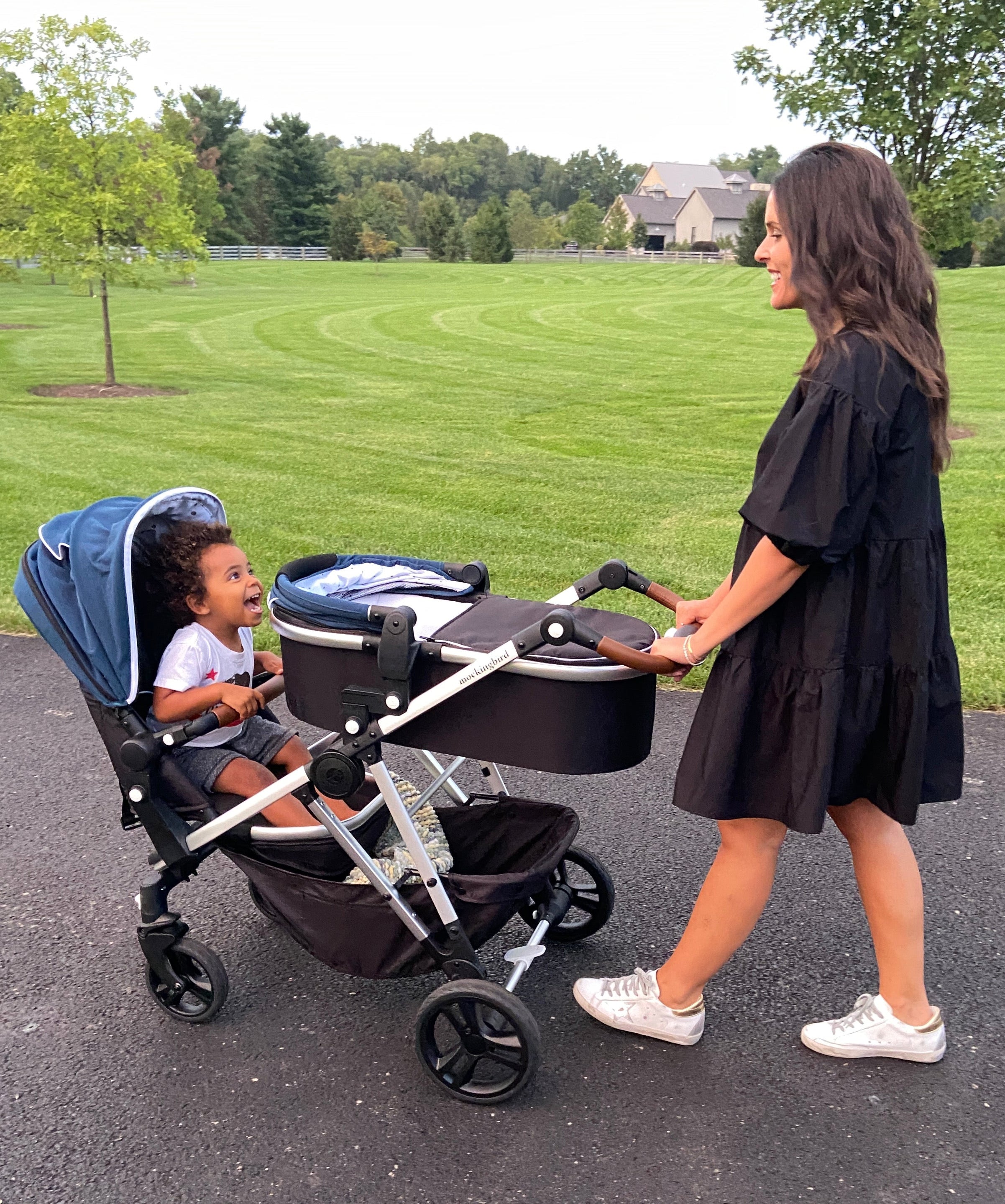 Single-to-Double Stroller 2.0 + Bassinet Bundle - Sea