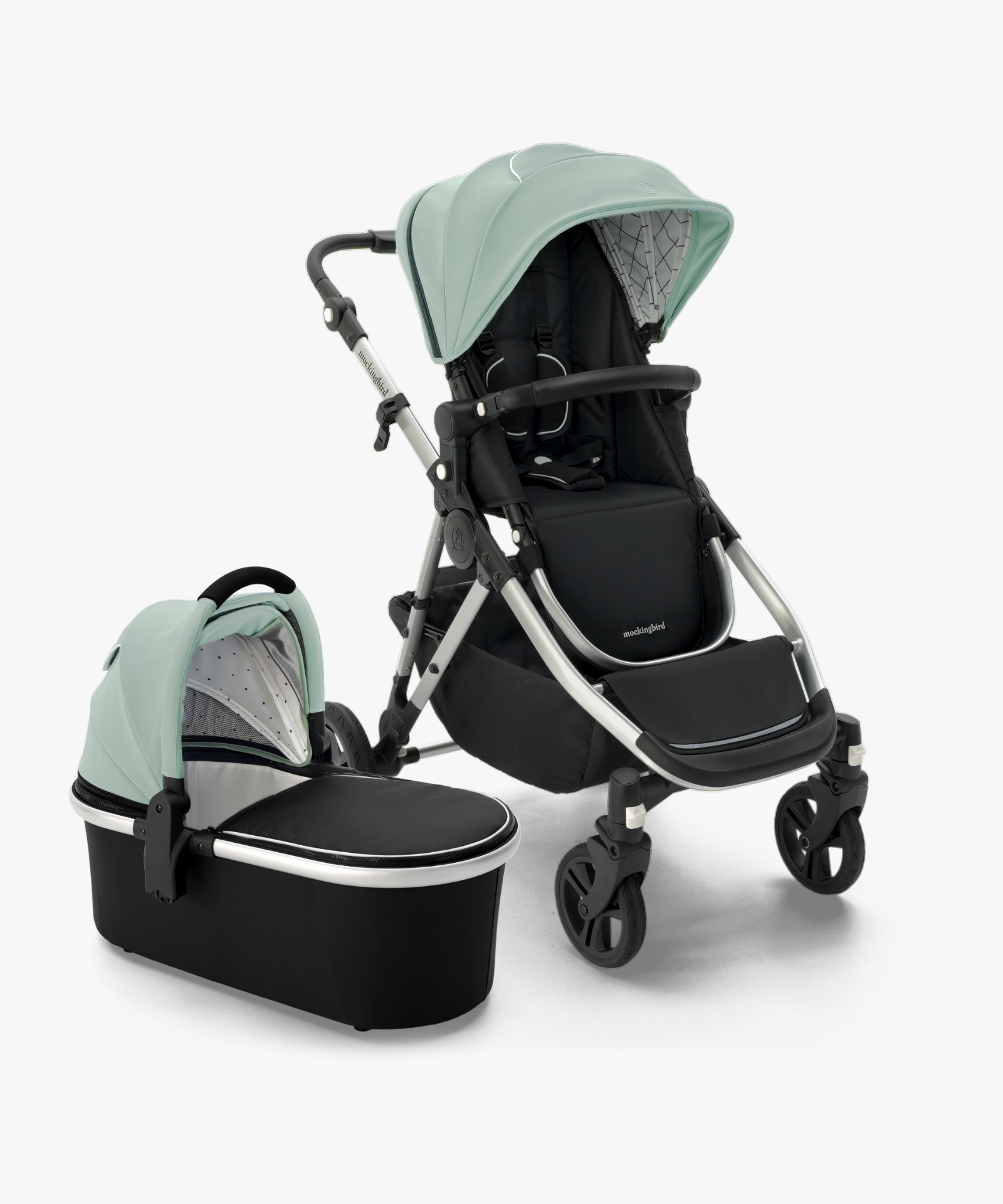 Single-to-Double Stroller 2.0 + Bassinet Bundle - Sage