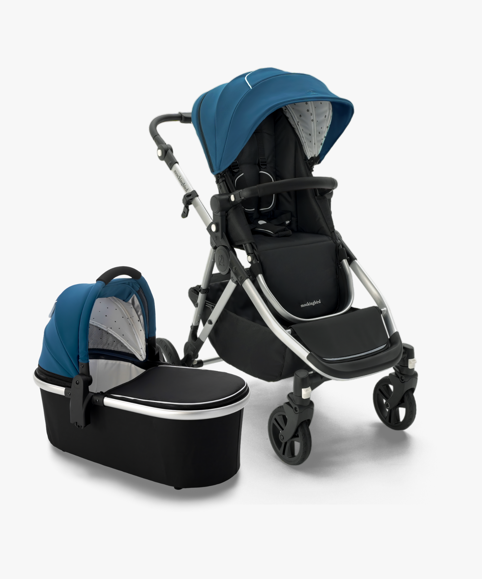 Single-to-Double Stroller 2.0 + Bassinet Bundle - Sea