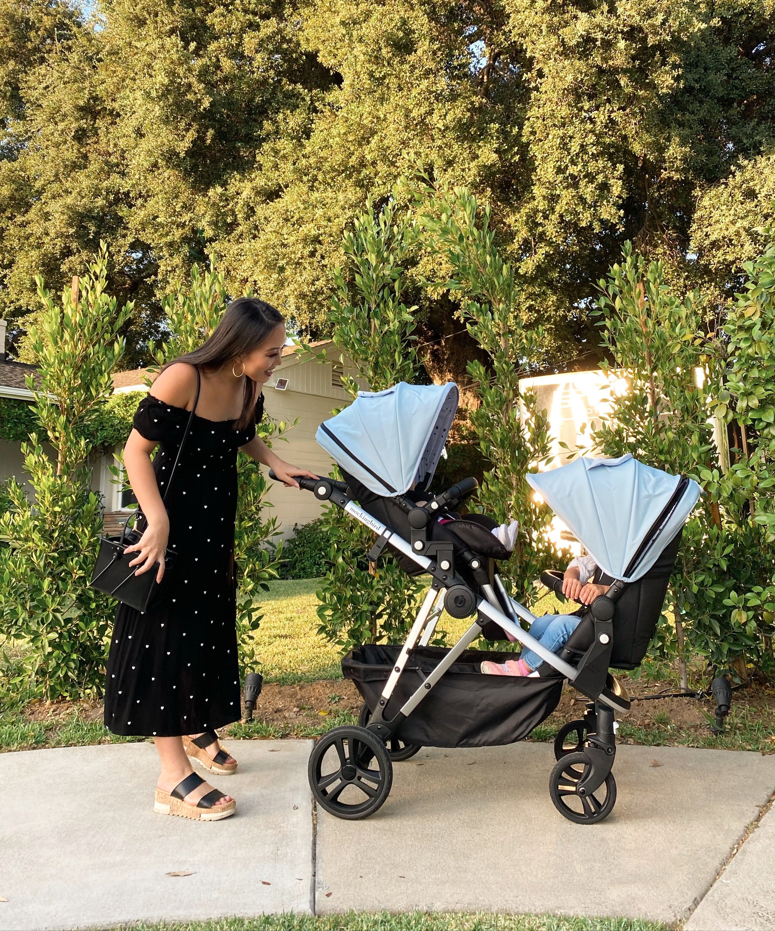 Single-to-Double Stroller 2.0 + Bassinet Bundle - Sky