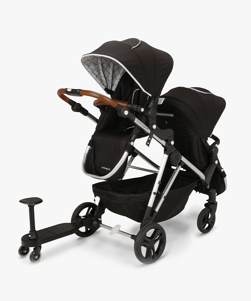 Mockingbird Stroller | Riding board with single to double stroller side view