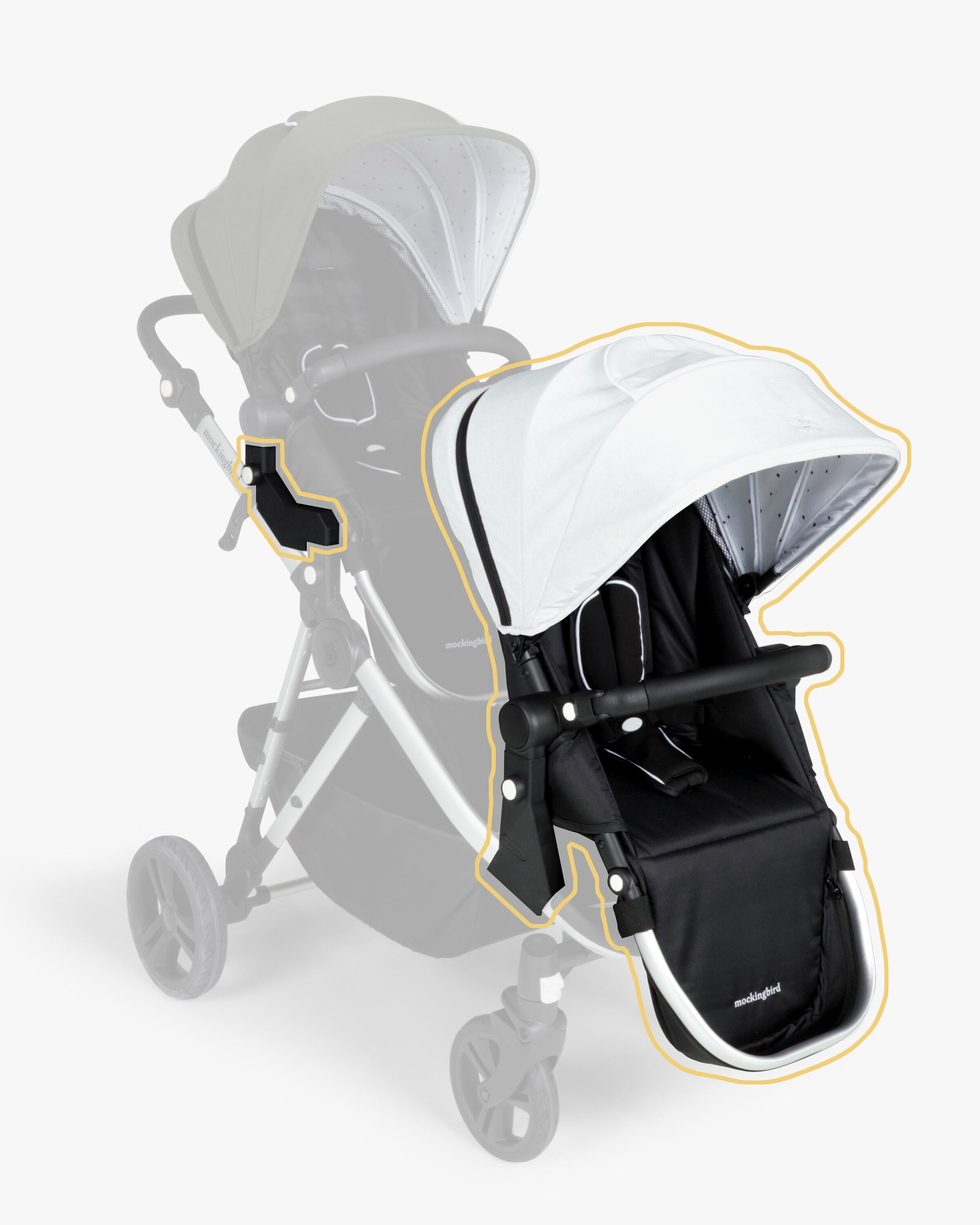 #color_light grey Mockingbird stroller 2nd seat kit in light grey