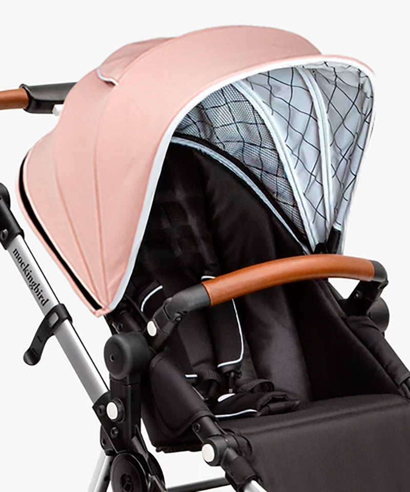 #color_bloom Bloom pink and penny leather extra stroller canopy for mockingbird stroller