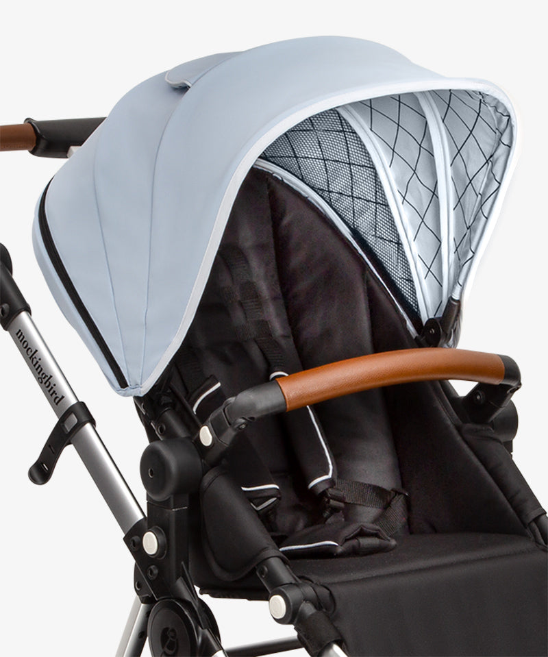 #color_sky Sky blue and penny leather extra stroller canopy for mockingbird stroller