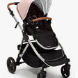 #color_bloom mockingbird single to double stroller with bloom pink canopy and penny leather details