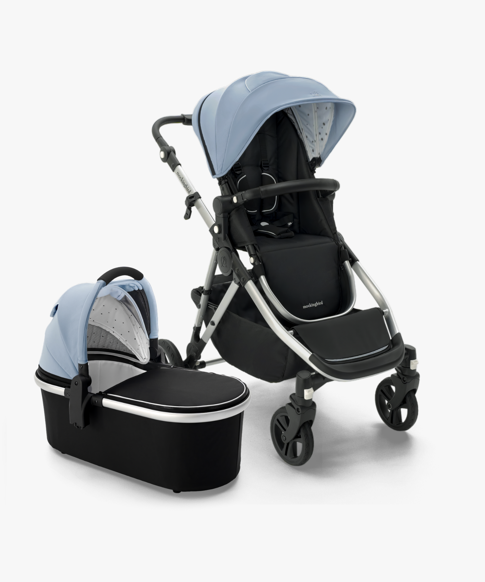 Single-to-Double Stroller 2.0 + Bassinet Bundle - Sky
