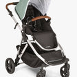 #color_sage mockingbird single to double stroller with sage green canopy and penny leather details