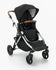 Modern black Mockingbird Single-to-Double Stroller 2.0 baby stroller with adjustable handle, large wheels, and a full canopy, isolated on a white background.  #color_black
