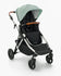 Modern Mockingbird Single-to-Double Stroller 2.0 baby stroller in mint green with an adjustable canopy and reclining black seat, isolated on a white background. #color_sage