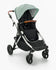 A modern mockingbird-prod Single-to-Double Stroller 2.0 with mint green canopy, black seat, and gray frame on a white background. #color_sage