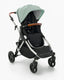 A modern mockingbird-prod Single-to-Double Stroller 2.0 with mint green canopy, black seat, and gray frame on a white background. #color_sage