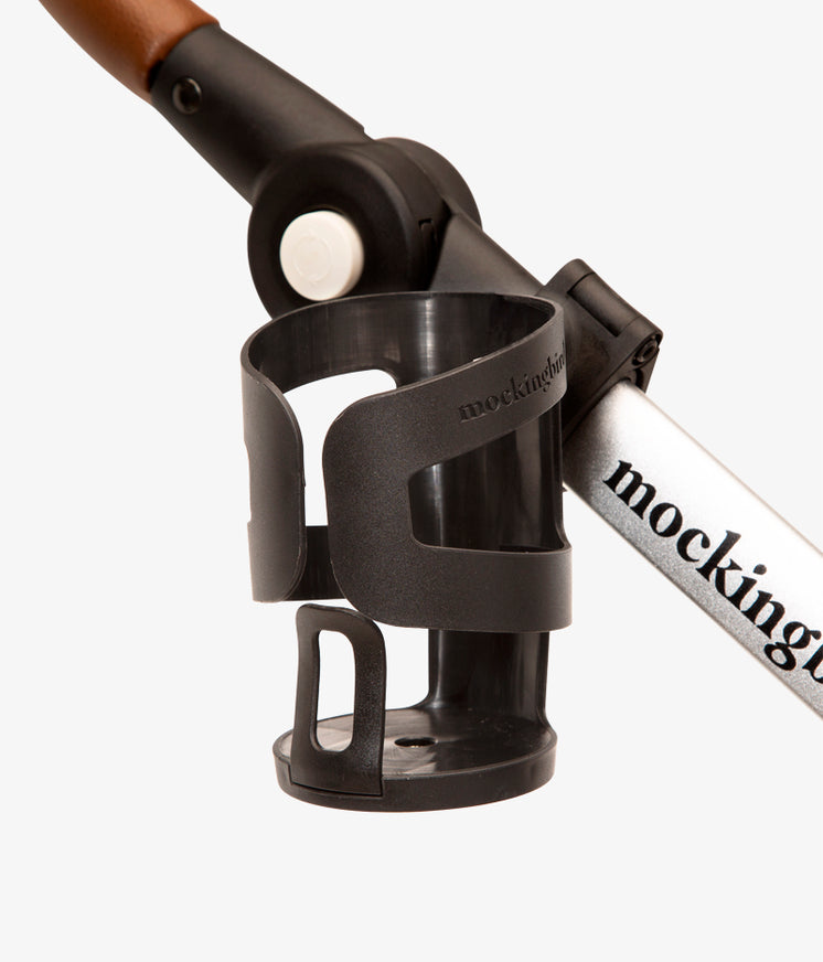 Cup holder attached to Mockingbird stroller frame