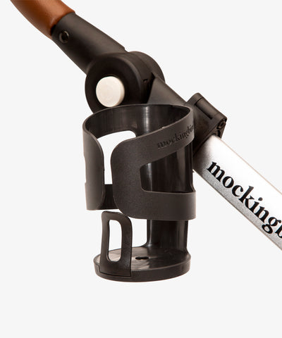 Cup holder attached to Mockingbird stroller frame