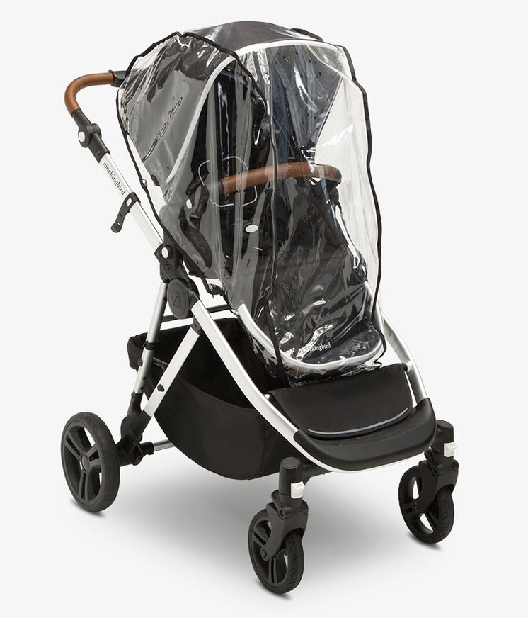 Rain Cover on one seat of the Mockingbird Single-to-Double Stroller