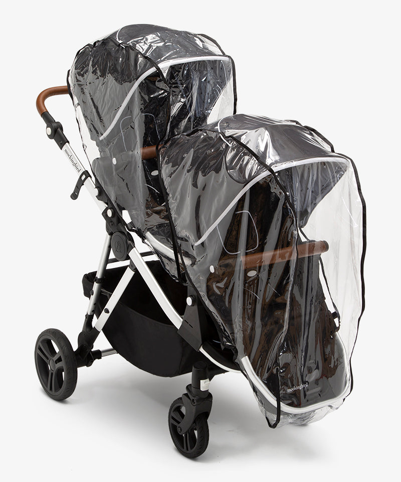 Rain Cover on both seats of the Mockingbird Single-to-Double Stroller