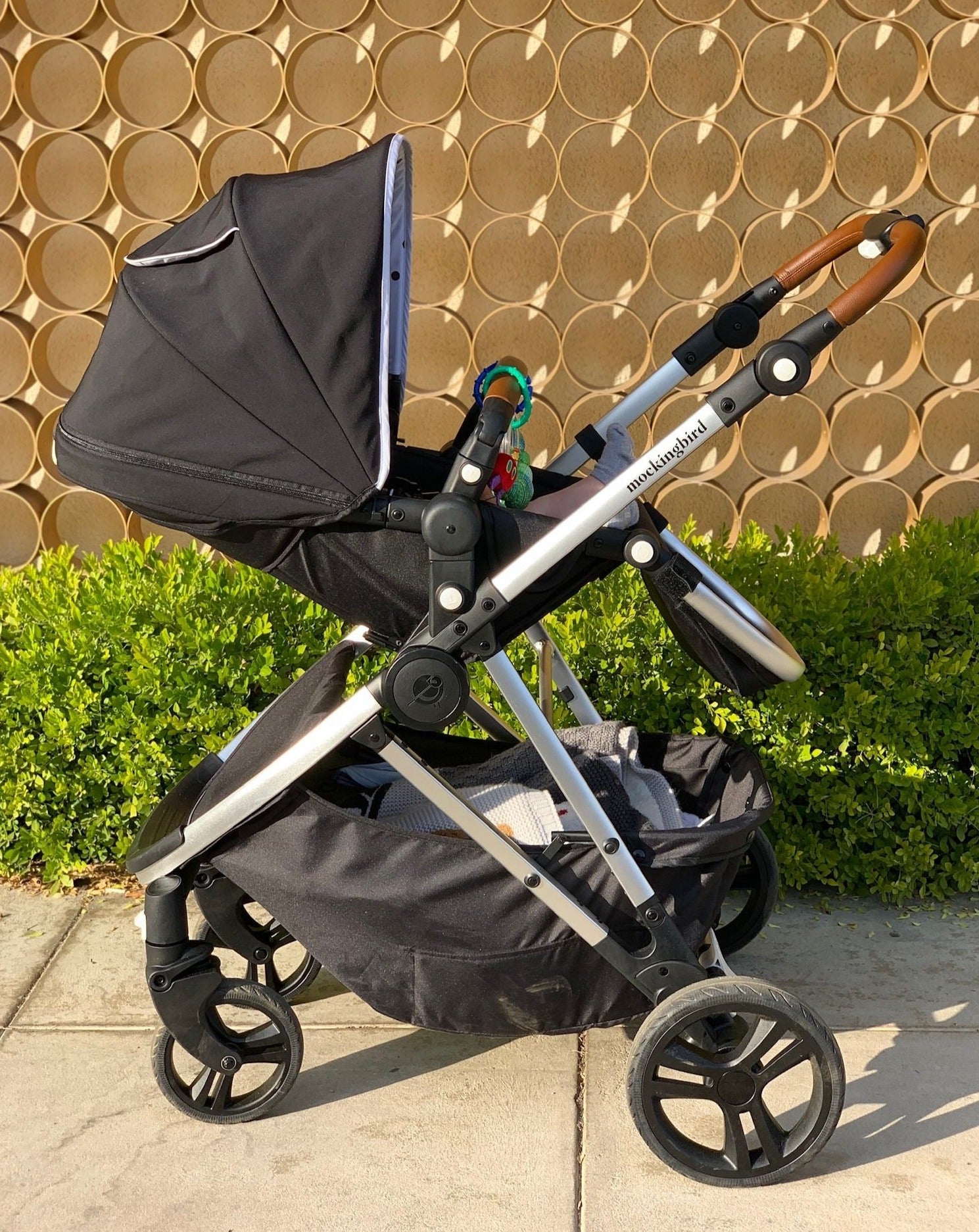 Mockingbird Single Stroller | Black canopy and penny leather details